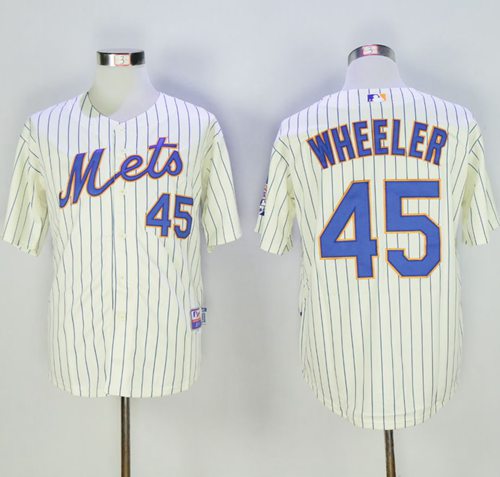 Mets #45 Zack Wheeler Cream(Blue Strip) Alternate Cool Base Stitched MLB Jersey